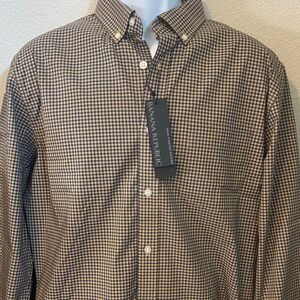 Banana Republic Men's Gingham Shirt - Brown and Black